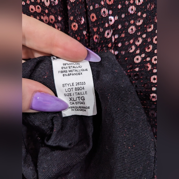 Kenar Red Sequin Halter Tie Top s: XL - Picture 7 of 10